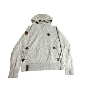 Naketano Sweatshirt Womens Medium Gray Hoodie Cowl Neck Sweater Outdoor Owl Lady